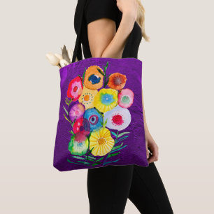Bolso De Tela Flores de colmenillas moradas florales