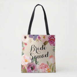 Bolso De Tela Flores de color de agua de boho rústico escuadrón 