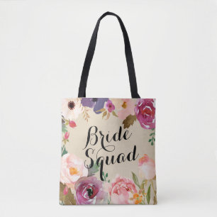 Bolso De Tela Flores de color de agua de boho rústico escuadrón