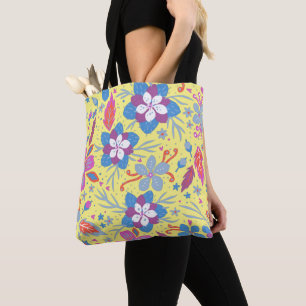 Bolso De Tela Flores de color natural Vintage