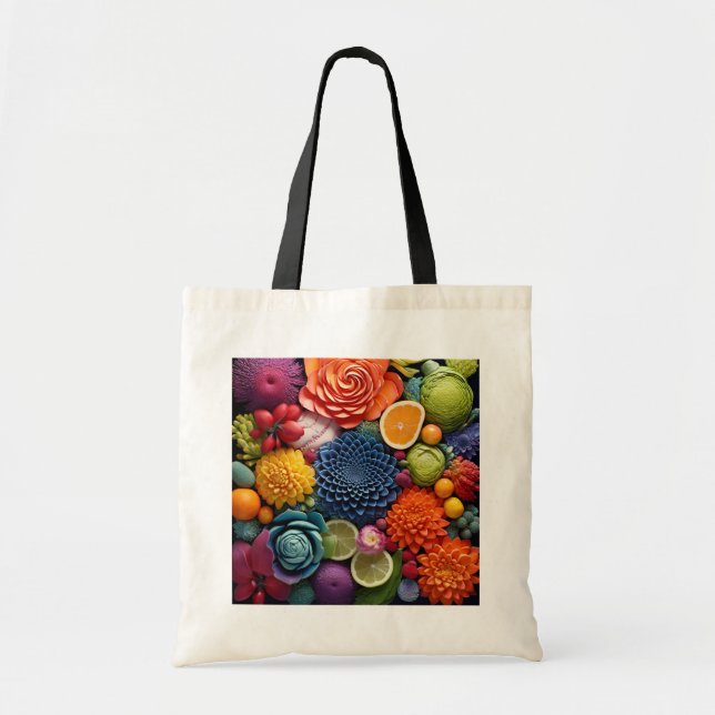 Bolso De Tela Flores de colores - Diseño 1 (Frente)