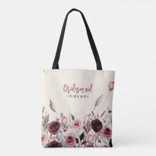 Bolso De Tela Flores de crema y borgoña.........................