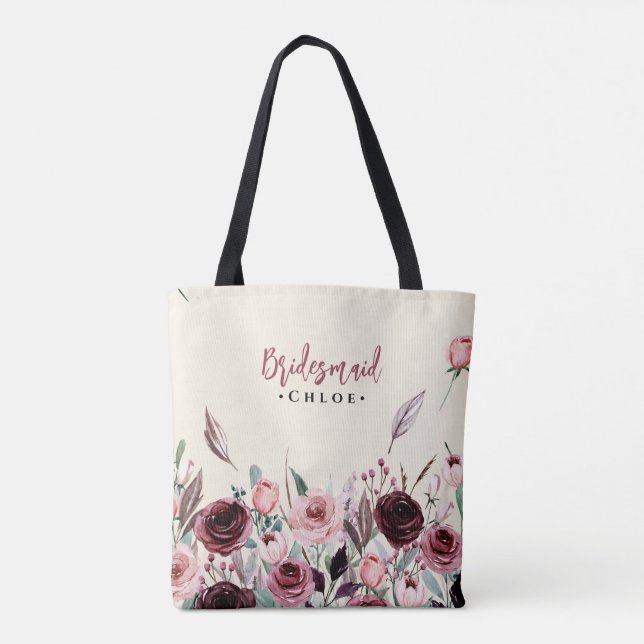 Bolso De Tela Flores de crema y borgoña......................... (Reverso)