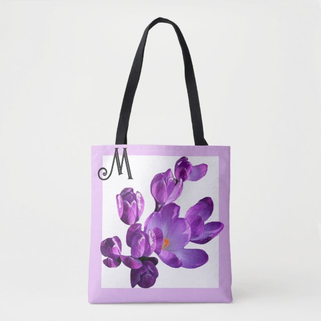 Bolso De Tela Flores de crocus púrpura de moda adorable giratori (Anverso)