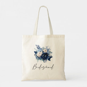 Bolso De Tela Flores de Dama de Honor Azul