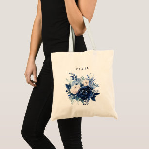 Bolso De Tela Flores de diseño de novia azul