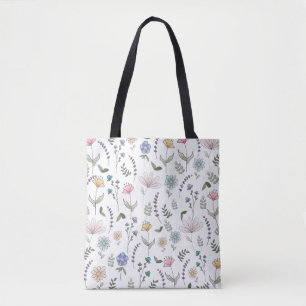 Bolso De Tela Flores de doodle acuáticas de primavera