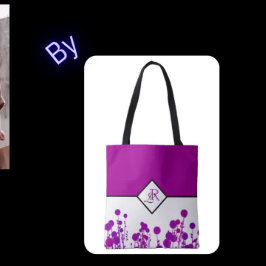 Bolso De Tela Flores de elegancia: Tote monograma personalizado