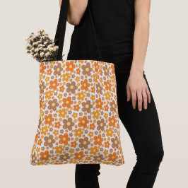 BOLSO DE TELA FLORES DE FLUJO MARRÓN Y NARANJA