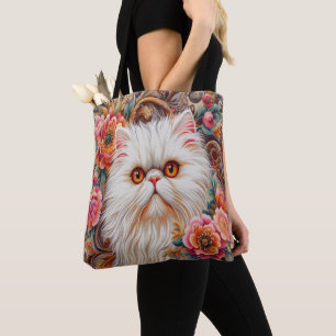 Bolso De Tela Flores de gatito persa, gato persa floral