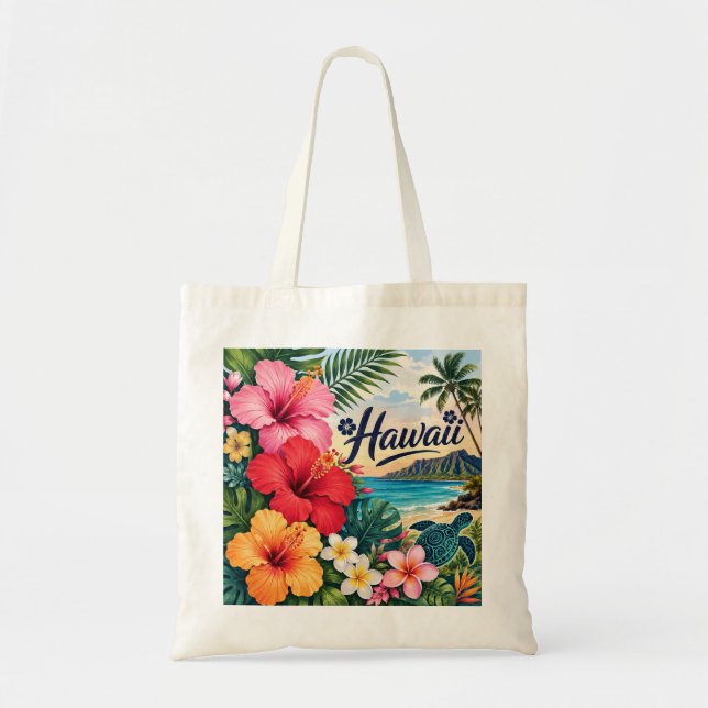 Bolso De Tela Flores de Hawái (Frente)