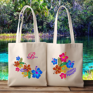 Bolso De Tela Flores de Hibisco Damas de Honor Boda