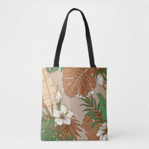Bolso De Tela Flores de hibisco de piel de leopardo