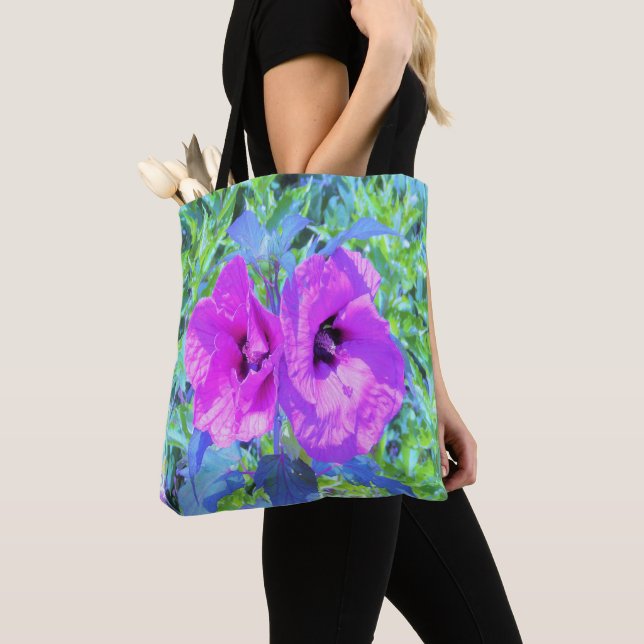 Bolso De Tela Flores de Hibiscus púrpura ultravioleta (Detalle)
