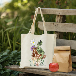 Bolso De Tela Flores de Hongo de Dragón de Fantasía Verde Capric