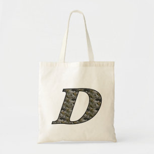 Bolso De Tela Flores de Hortensia con Inicial de Monograma D
