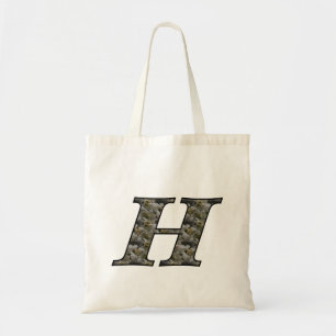 Bolso De Tela Flores de Hortensia con Inicial de Monograma H