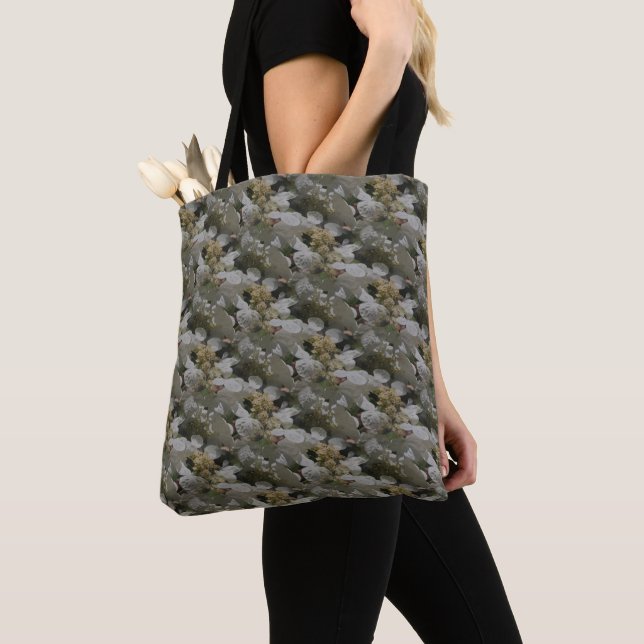 Bolso De Tela Flores de Hortensia de Encaje Blanco (Detalle)