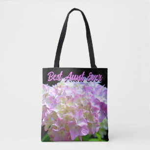 Bolso De Tela flores de hortensias violetas amarillo pastel tía