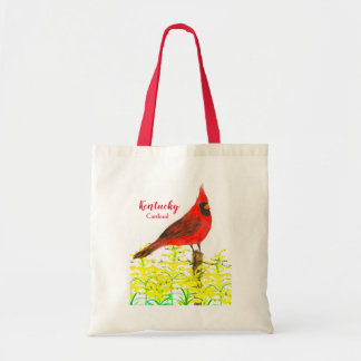Bolso De Tela Flores de hueso de oro del cardenal de Kentucky Bi