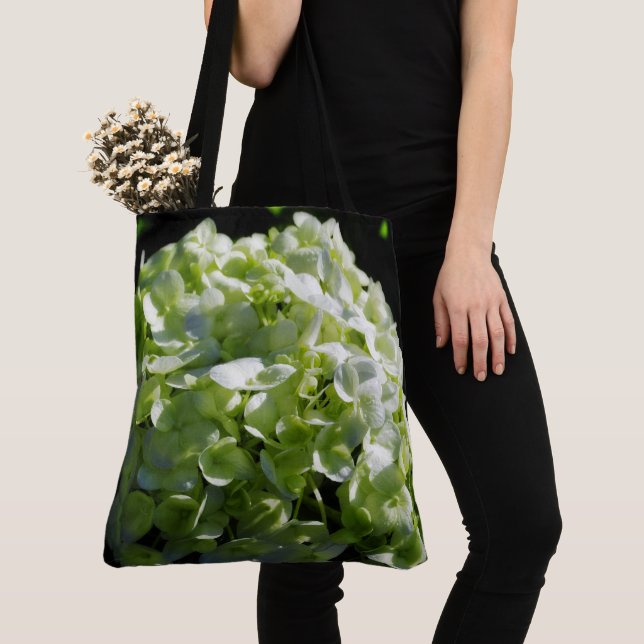 Bolso De Tela Flores de Hydrangeas Verdes (Detalle)