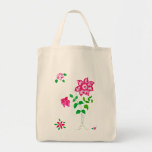 Bolso De Tela Flores de imitación rosa y blanca