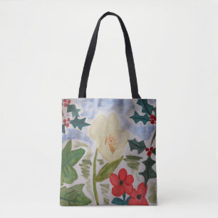 Bolso De Tela Flores de invierno y Holly