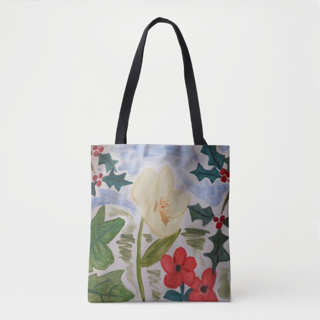 Bolso De Tela Flores de invierno y Holly (Anverso)