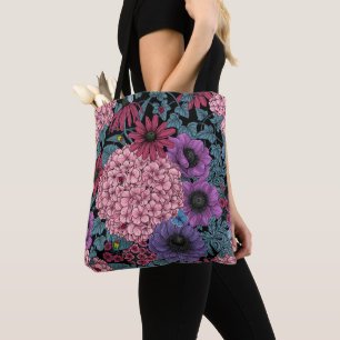 Bolso De Tela Flores de jardín en negrita