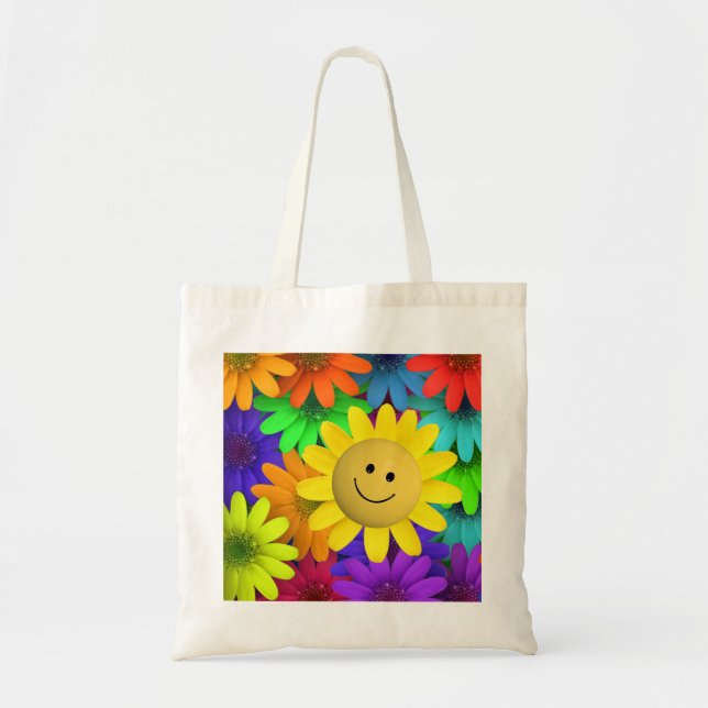 Bolso De Tela Flores de la cara alegres (Frente)