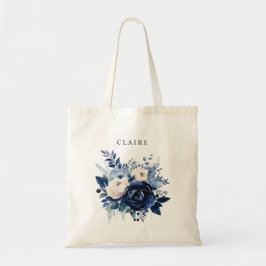 Bolso De Tela Flores de la dama de honor azul