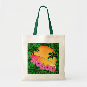 Bolso De Tela Flores de la tabla hawaiana y del hibisco