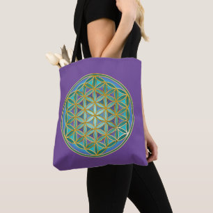 Bolso De Tela FLORES DE LA VIDA - Diseño de Geometrias Sagradas