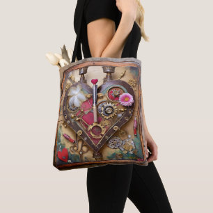 Bolso De Tela Flores de Labial Corazón Serie Steampunk