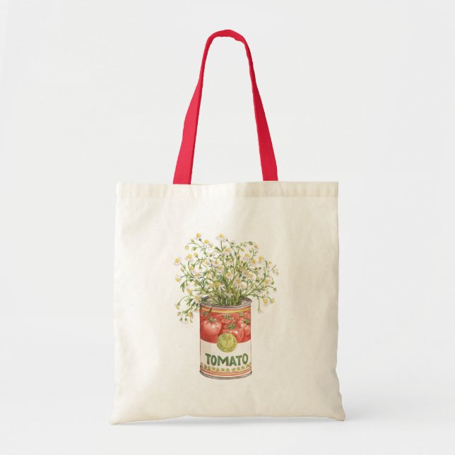 Bolso De Tela Flores de Lata de Tomate (Frente)