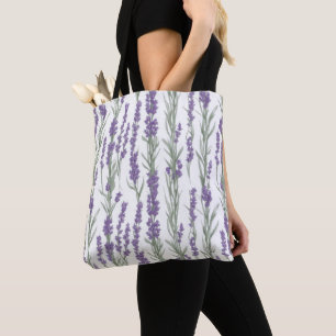 Bolso De Tela Flores de lavanda al acuarela