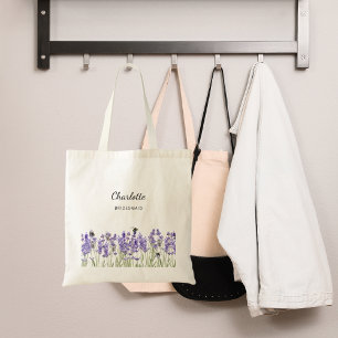 Bolso De Tela Flores de lavanda dama de honor