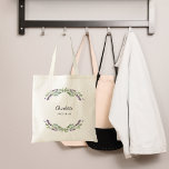 Bolso De Tela Flores de lavanda dama de honor<br><div class="desc">Fondo transparente. Decorado con flores de lavanda y vegetación eucaliptica. Personalice y agregue el nombre de su novia. Atrás: sin diseño</div>