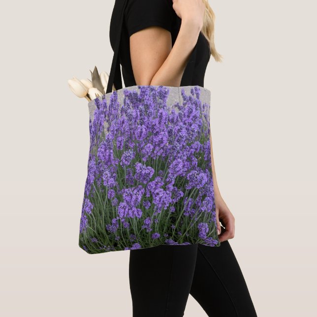 Bolso De Tela Flores de lavanda morada Floral (Detalle)