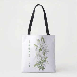 Bolso De Tela Flores de lirio blanco personalizadas