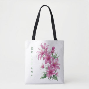 Bolso De Tela Flores de lirio rosa oriental personalizadas