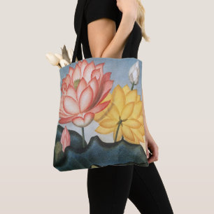 Bolso De Tela Flores de Lotus de época, el sagrado bean egipcio