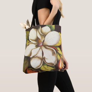 Bolso De Tela Flores de Magnolia Vintage con Semillas