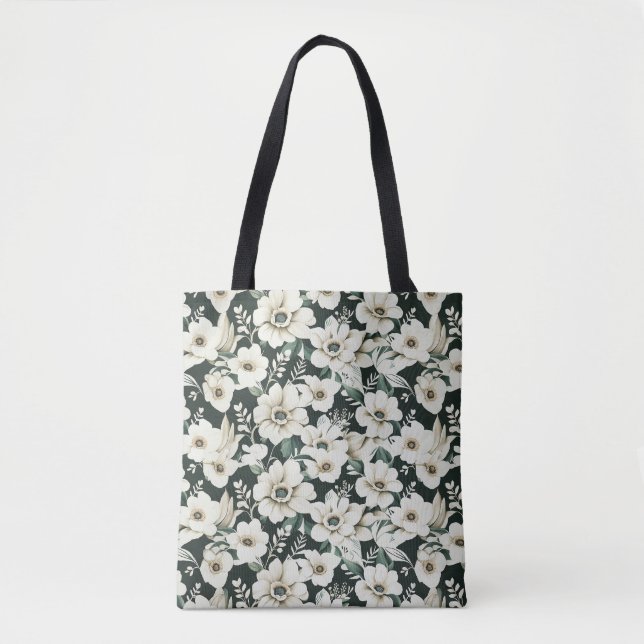 Bolso De Tela Flores de marfil elegantes (Anverso)