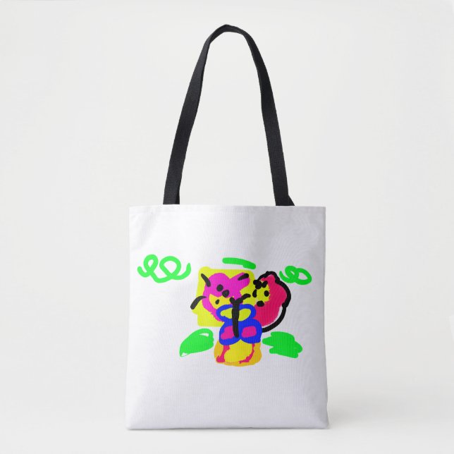 Bolso De Tela Flores de mariposa  (Anverso)