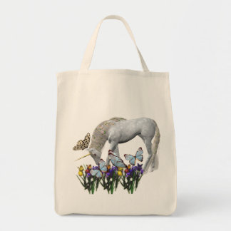 Bolso De Tela Flores de mariposas blancas de unicornio