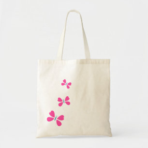 Bolso De Tela Flores de mariposas rosadas volando
