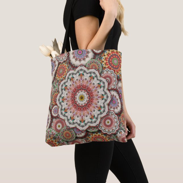 Bolso De Tela flores de mosaico damasco persa mandala moda elega (Detalle)