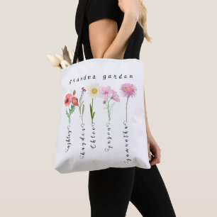Bolso De Tela Flores de nacimiento personalizadas en el jardín d