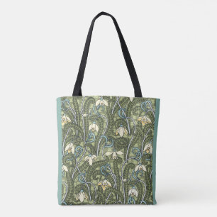 Bolso De Tela Flores de nieve Art Nouveau floral vintage